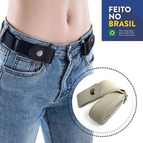 Cinto Sem Fivela Unissex Conforto e Praticidade Bege