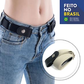 Cinto Sem Fivela Unissex Conforto e Praticidade Preto e Bege