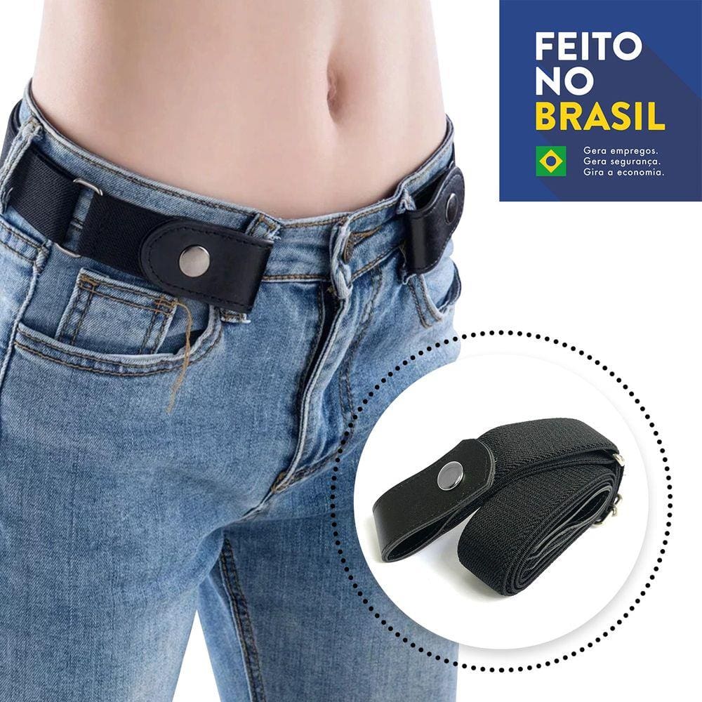 Cinto Sem Fivela Unissex Conforto e Praticidade Preto