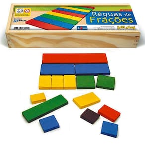 Régua De Frações 67 Peças Em Madeira Colorido