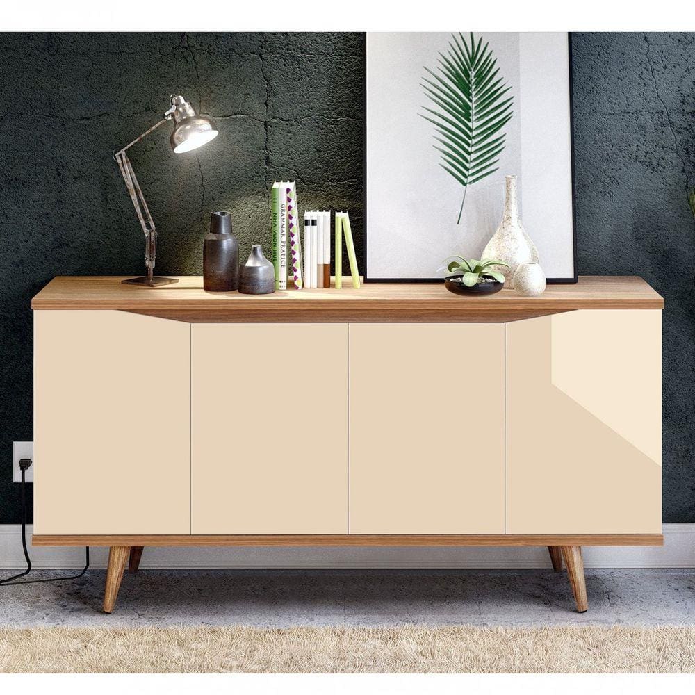 Buffet 4 Portas Grace Versátile Casa D Off White/Noce
