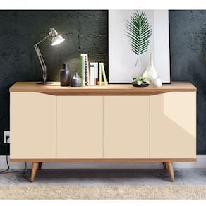 Buffet 4 Portas Grace Versátile Casa D Off White/Noce