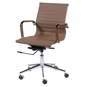 Cadeira para Escritório Baixa Esteirinha Corino com Rodizio 3301 OR Design Caramelo