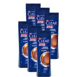 Kit 6 Shampoos Clear Men Anticaspa Queda Control 400ml