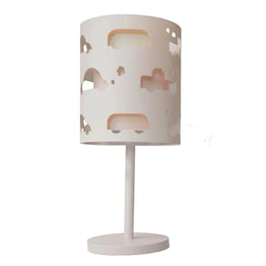 Abajur Infantil Carrinhos Base Branca 20X41 Crú