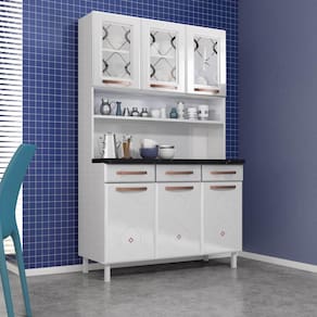 Armário de Cozinha em Aço Triplo 6 Portas 3 Gavetas Mirage New Telasul Branco