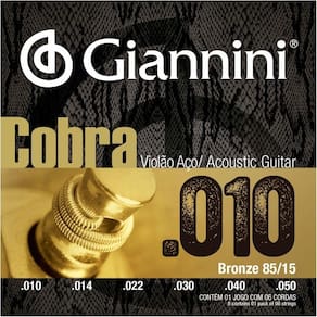 Cordas Violão Aço 010 Giannini Cobra Bronze 85/15 GEEFLE