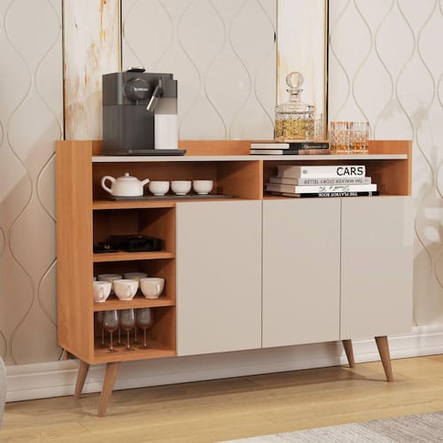 imagem-Aparador Buffet 3 Portas Celta Móveis Germai Nature/Off White - Marrom