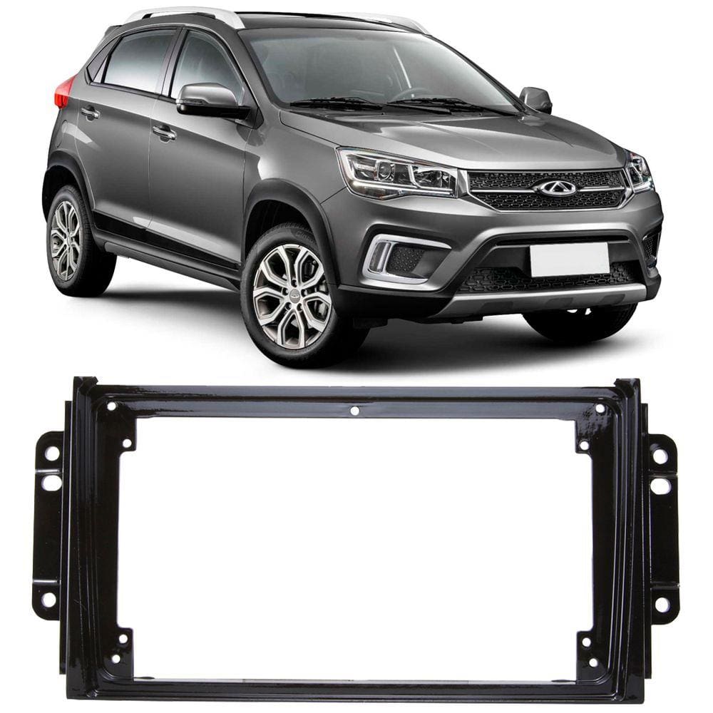 Moldura De Painel 2 Din Chery Tiggo 2 9” Para Cd Dvd MP5 2 Dins - Black Piano