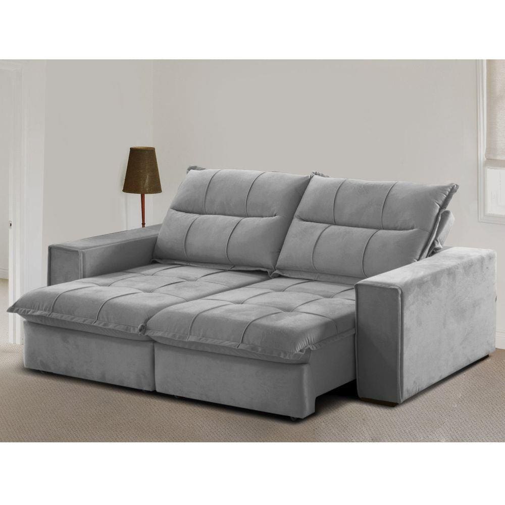 Sofa Retratil Reclinavel Campus Gralha Cinza Casas Bahia