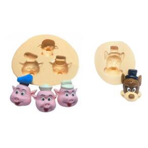 Molde De Silicone Três Porquinhos E O Lobo Mau, Resina, Confeitaria, Biscuit Molds Planet