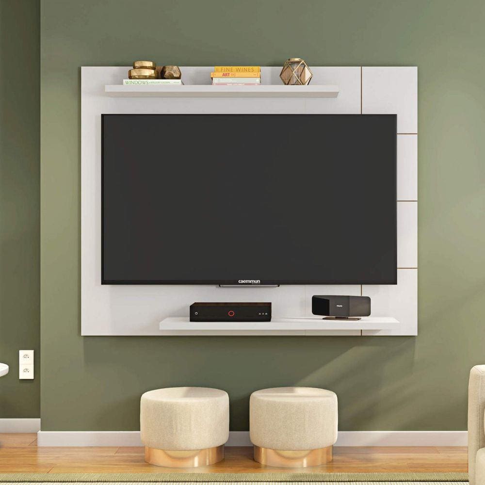 Painel para TV até 58 Polegadas Cross Caemmun Branco Brilho