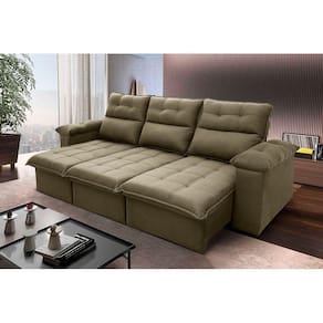 Sofá Retrátil Reclinável Verona 2,30m Suede Velut Bege c/ Molas no Assento - King House