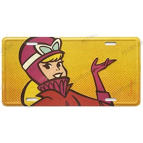 Placa Penélope Charmosa, Hanna Barbera em Metal com Relevo - Corrida Maluca
