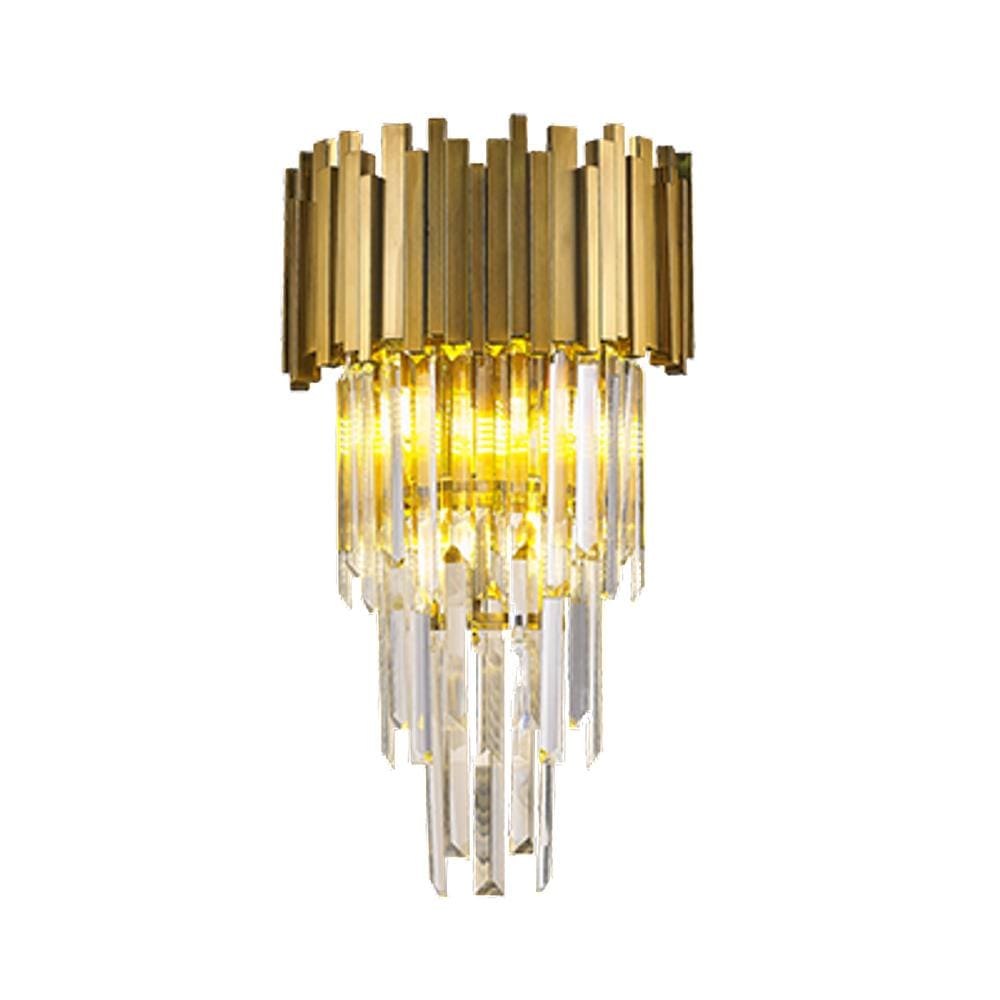 Arandela Moderna Metal Dourado e Cristal 2E14 35cm
