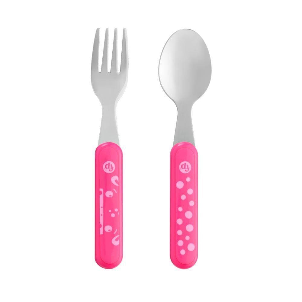 Kit Talheres Aço Inox Hot & Cold Rosa Fun Multikids Baby