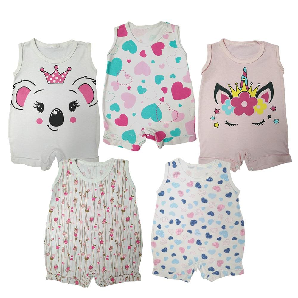 Kit Roupa de Bebê 5 Peças Macacão Regata Banho De Sol Verão