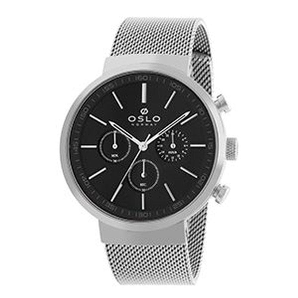 Relógio Oslo Masculino Slim Cronógrafo OMBSSCVD0001 P1SX Pulseira Mesh Prata