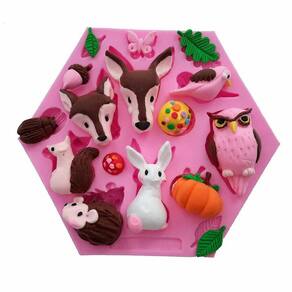 Molde De Silicone Animais Do Bosque, Resina, Confeitaria, Biscuit Molds Planet