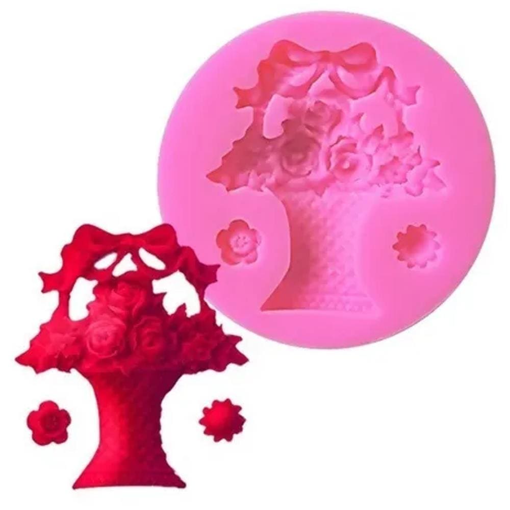 Molde De Silicone Vaso De Rosas