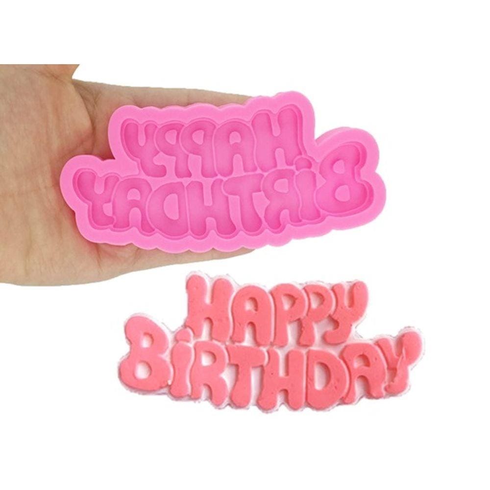 Molde De Silicone Aniversario, Placa Happy Birthday