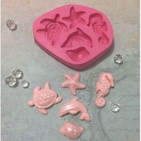 Molde De Silicone Fundo Do Mar, Tartaruda, Cavalo Marinho, Estrela, Golfinho