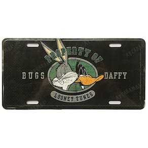 Placa Pernaloga e Patolino - Looney Tunes em Metal com Relevo