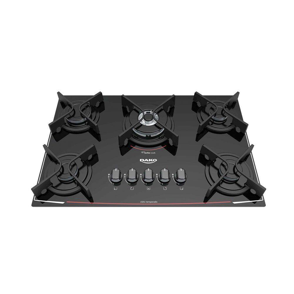 Cooktop 5 Bocas a Gás Acendimento Automático Glass Dako V01 DC5VTZ-PSO