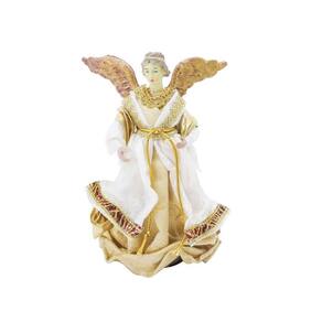 Anjo Plus Seda Luxo 25cm Dourado com Branco Ponteira -Magizi