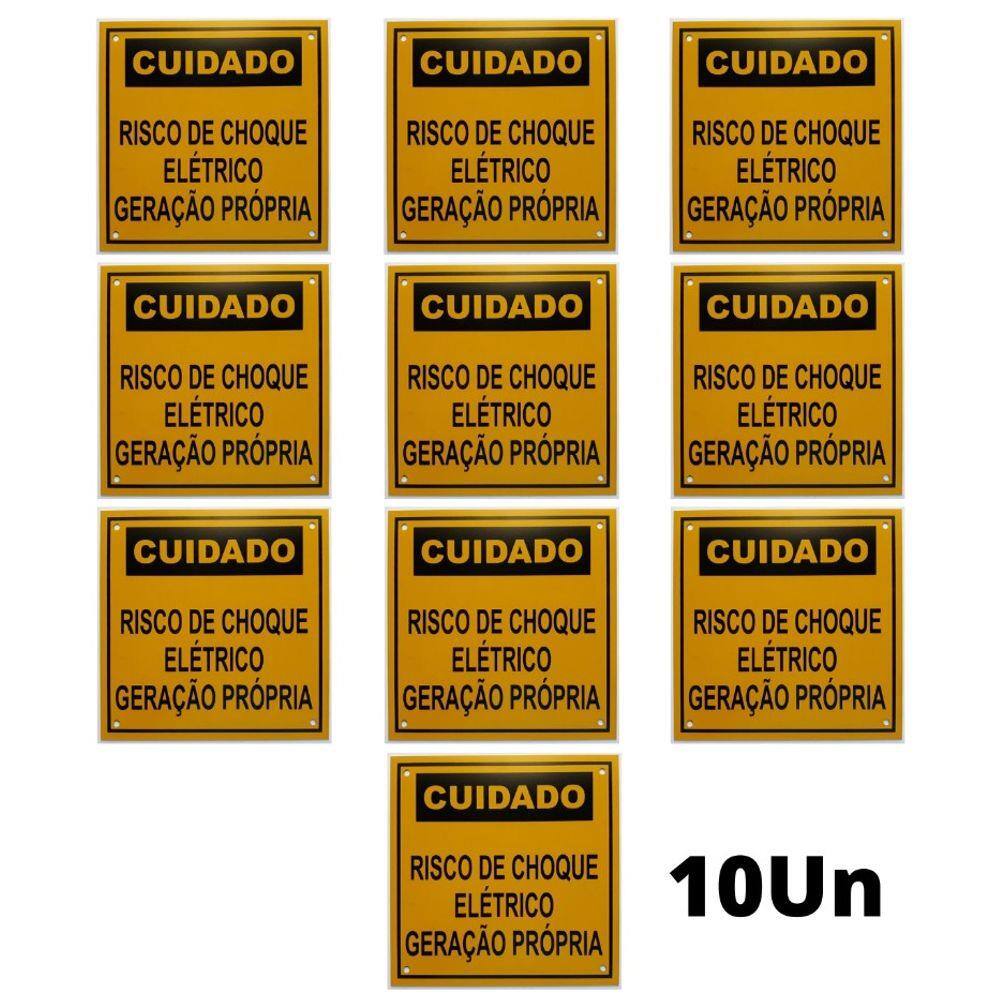Placa Cuidado - Geração Própria - Padrão CPFL Tam 13x13 c/ 10un