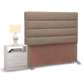 Cabeceira Solteiro 90cm Areia e 1 Mesa de Cabeceira Branco