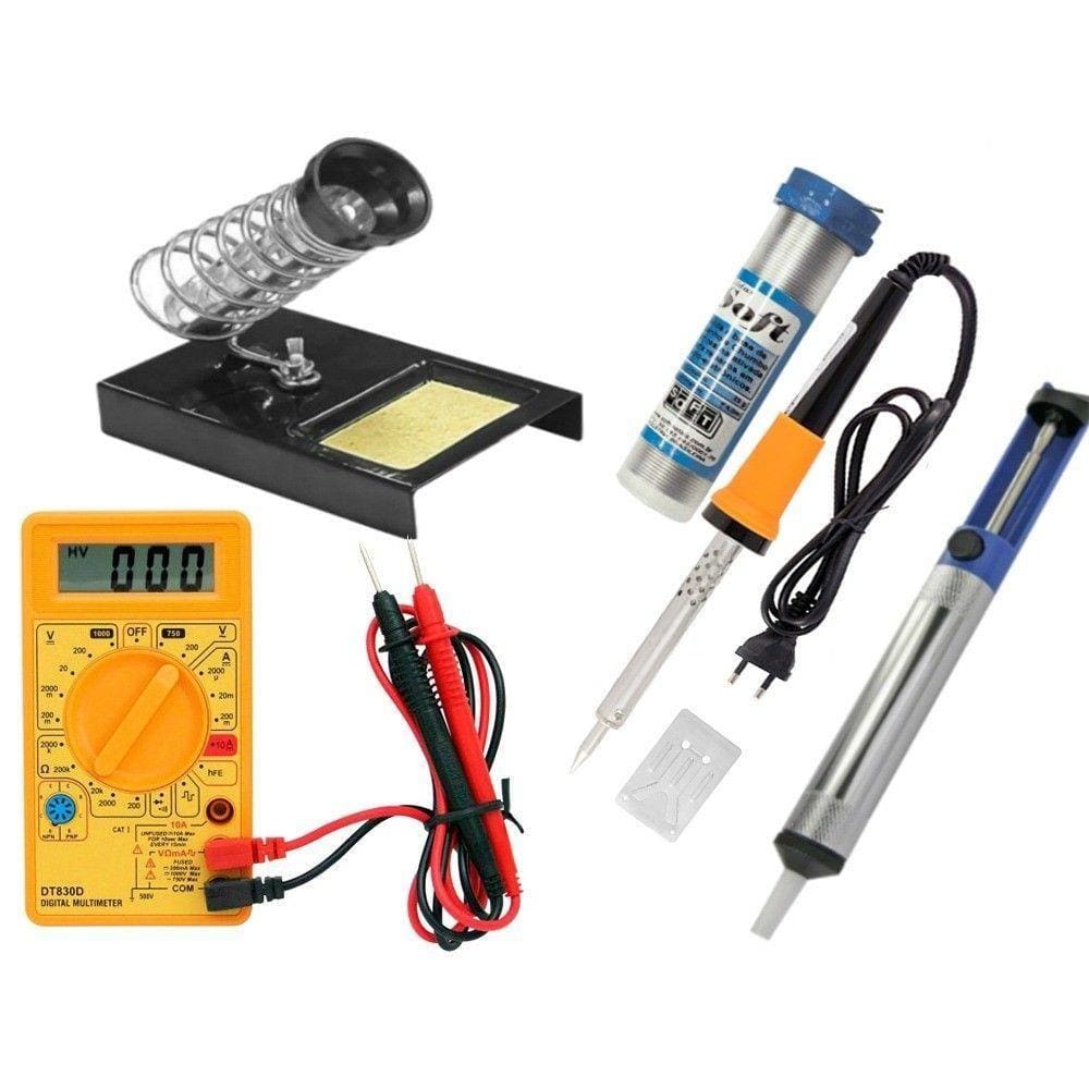 Kit Solda Multímetro Ferro Sugador Suporte Solda 220v 30w
