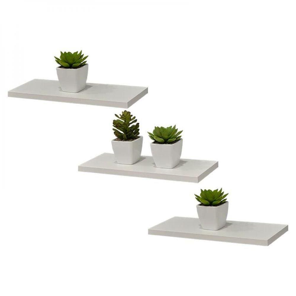 Kit 3 Prateleiras 40 X 15cm Branca Suporte Invisível