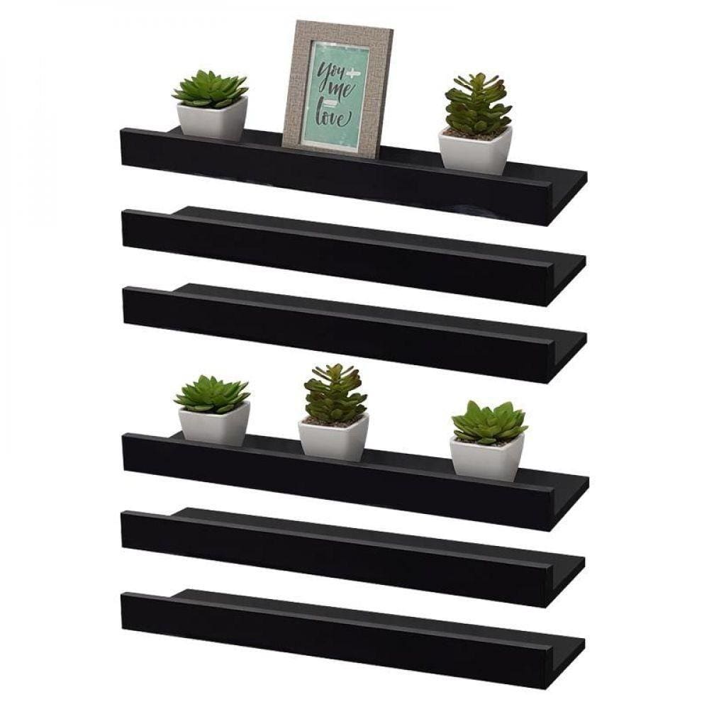 Kit 6 Prateleiras Porta Quadros 60 X 15cm Suporte Invisível