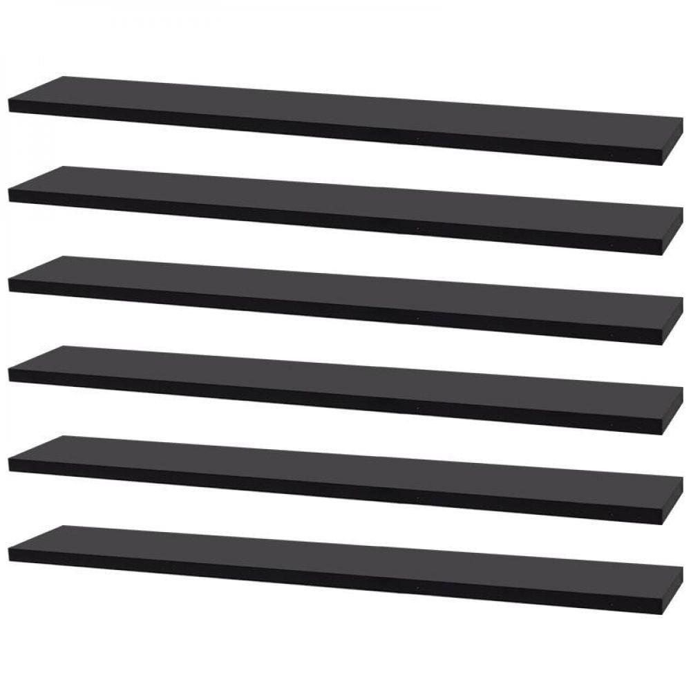 Kit 6 Prateleiras 60 X 20cm Preta Suporte Invisível