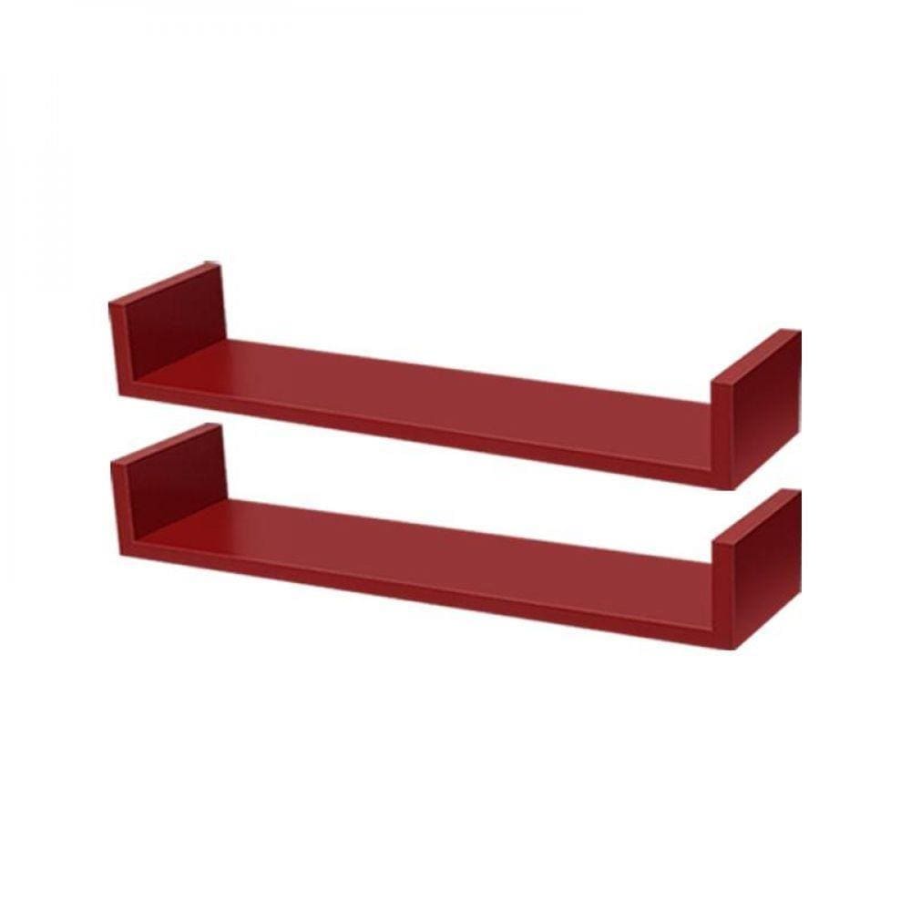 Kit 2 Prateleiras U 60 X 10cm Vermelha Suporte Invisível