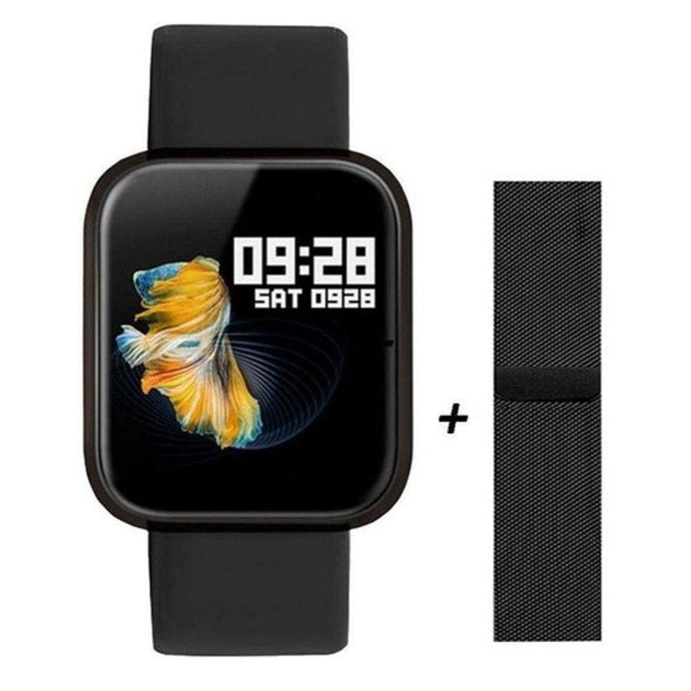 smartwatch rosa e preto
