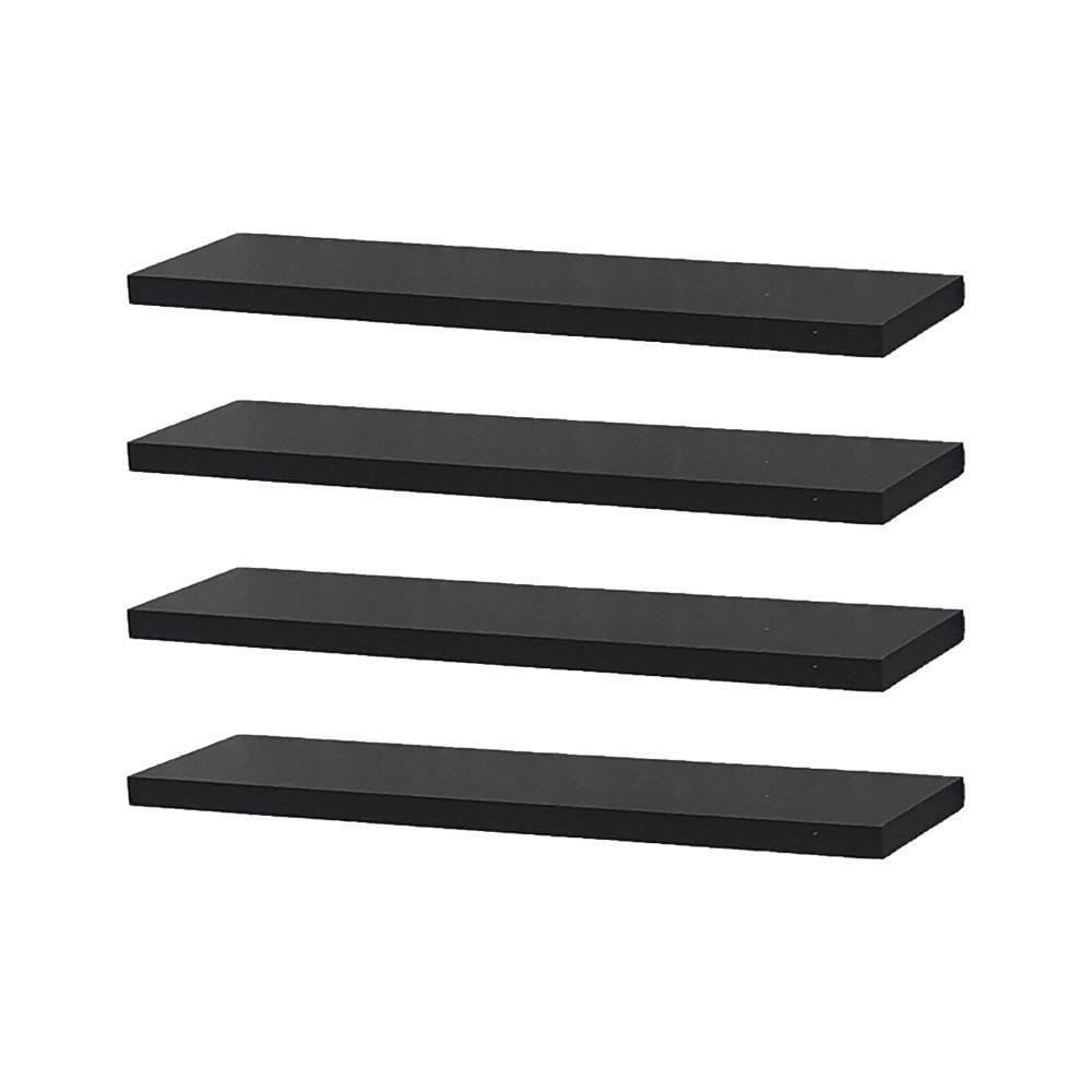 Kit 4 Prateleiras 30 x 15cm Preta Suporte Invisível