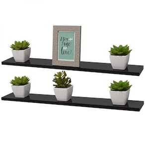 Kit 2 Prateleiras 50 X 20cm Preta Suporte Invisível