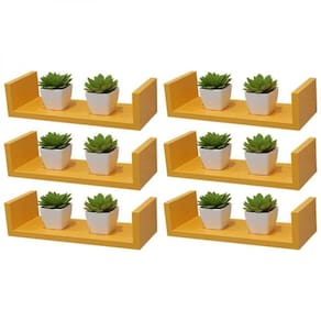 Kit 6 Prateleiras U 40 X 15cm Amarela Suporte Invisível