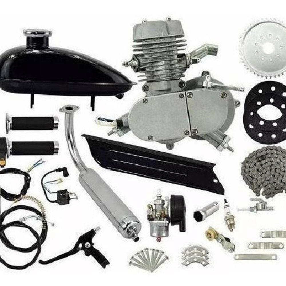 Kit Motor Bicicleta Bike Completo Moskito 80Cc Prata Potente