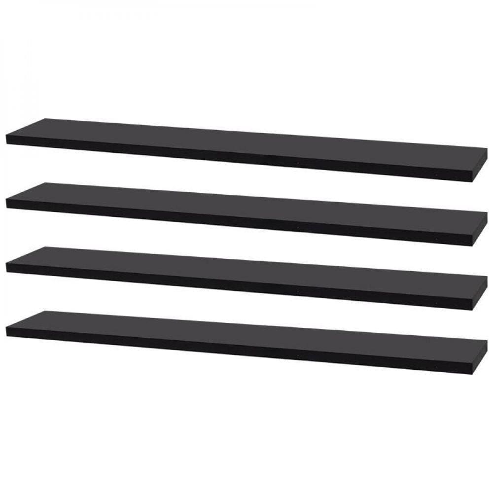 Kit 4 Prateleiras 60 X 15cm Preta Suporte Invisível