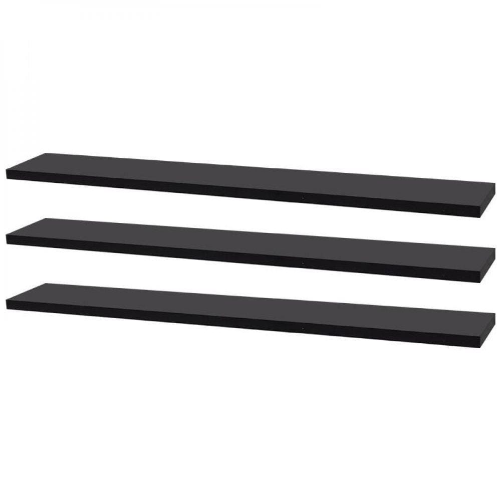 Kit 3 Prateleiras 50 X 10cm Preta Suporte Invisível