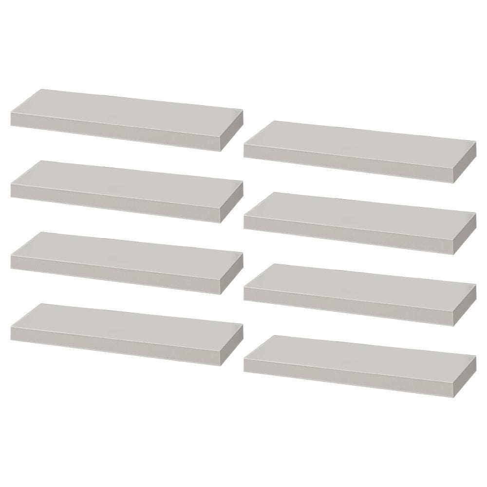 Kit 8 Prateleiras 30 x 15cm Branca Suporte Invisível