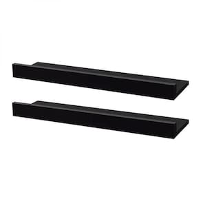 Kit 2 Prateleiras Porta Quadros 60 X 15cm Preta Suporte
