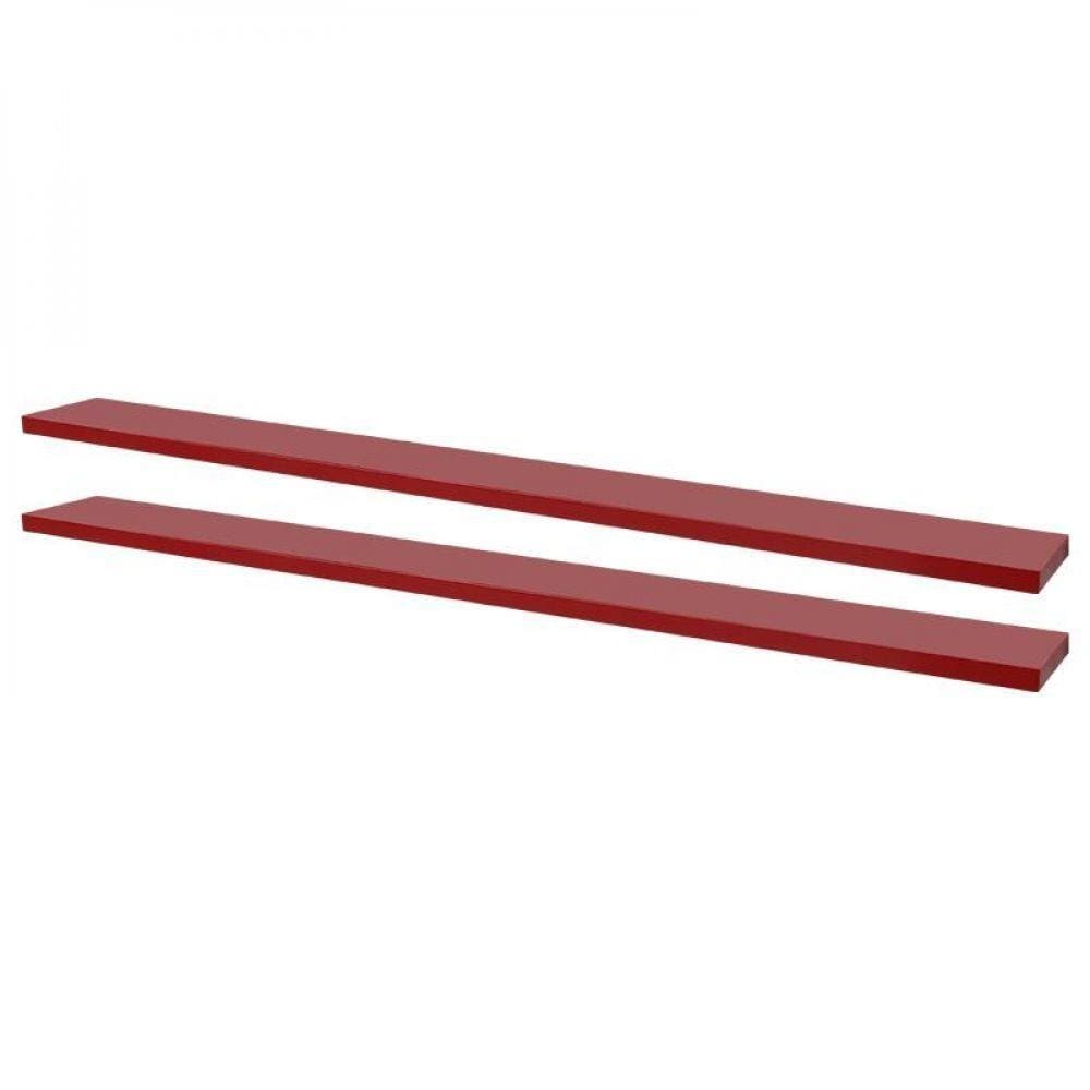 Kit 2 Prateleiras 100 X 20cm Vermelha Suporte Invisível
