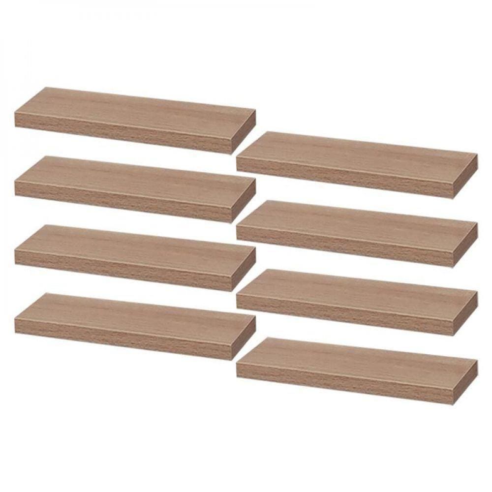 Kit 8 Prateleiras 30 x 10cm Carvalho Suporte Invisível