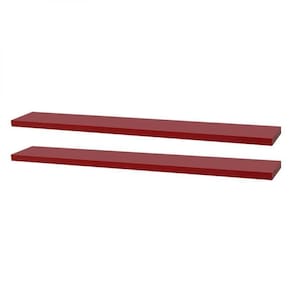 Kit 2 Prateleiras 70 X 15cm Vermelha Suporte Invisível