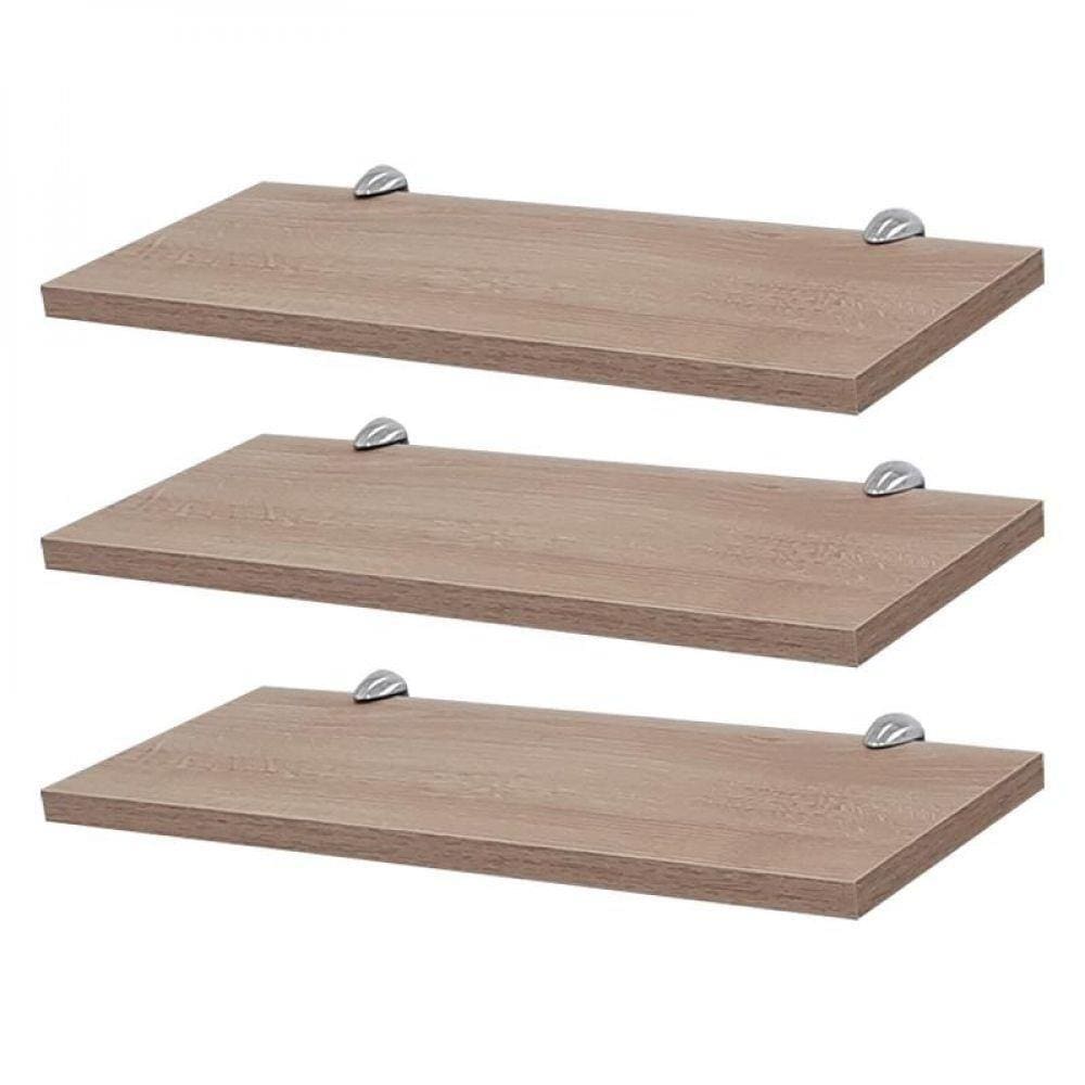 Kit 3 Prateleiras 50 X 15cm Carvalho com Suporte Tucano