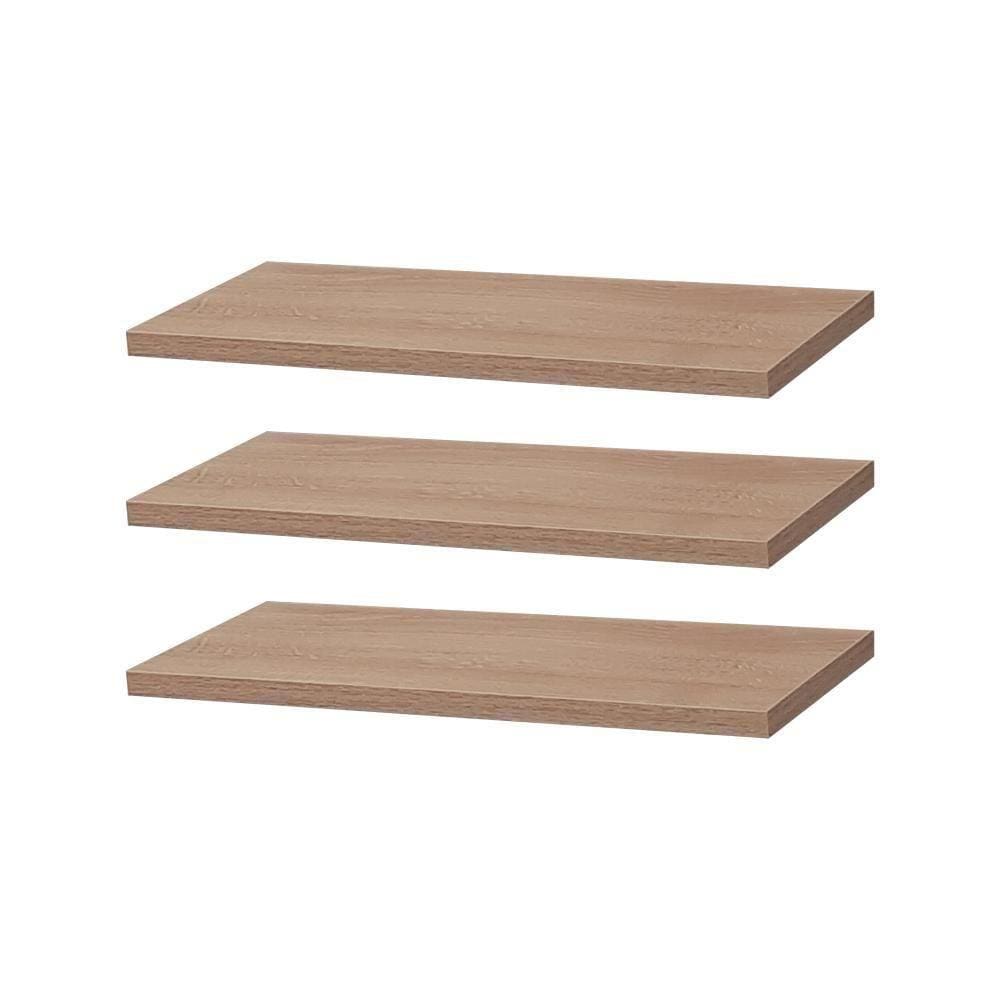 Kit 3 Prateleiras 30 x 10cm Carvalho Suporte Invisível